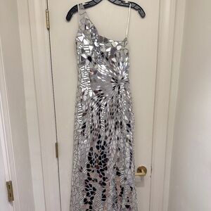 Sherri Hill - Shattered Glass Embellished High Slit Evening Gown